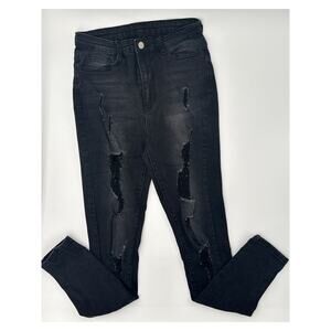 SHEIN | Skinny Jeans | Women’s Size 6 | Black Faded Distressed Denim